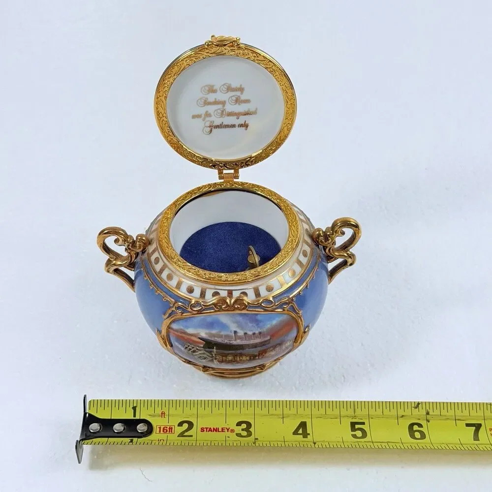 Vintage Ardleigh Elliott Titanic The Smoking Room Musical Porcelain Trinket Box